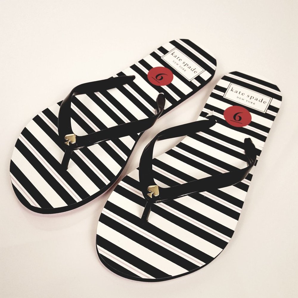 Kate Spade Nassau Striped Flip Flops Size 6 - Picture 3 of 10